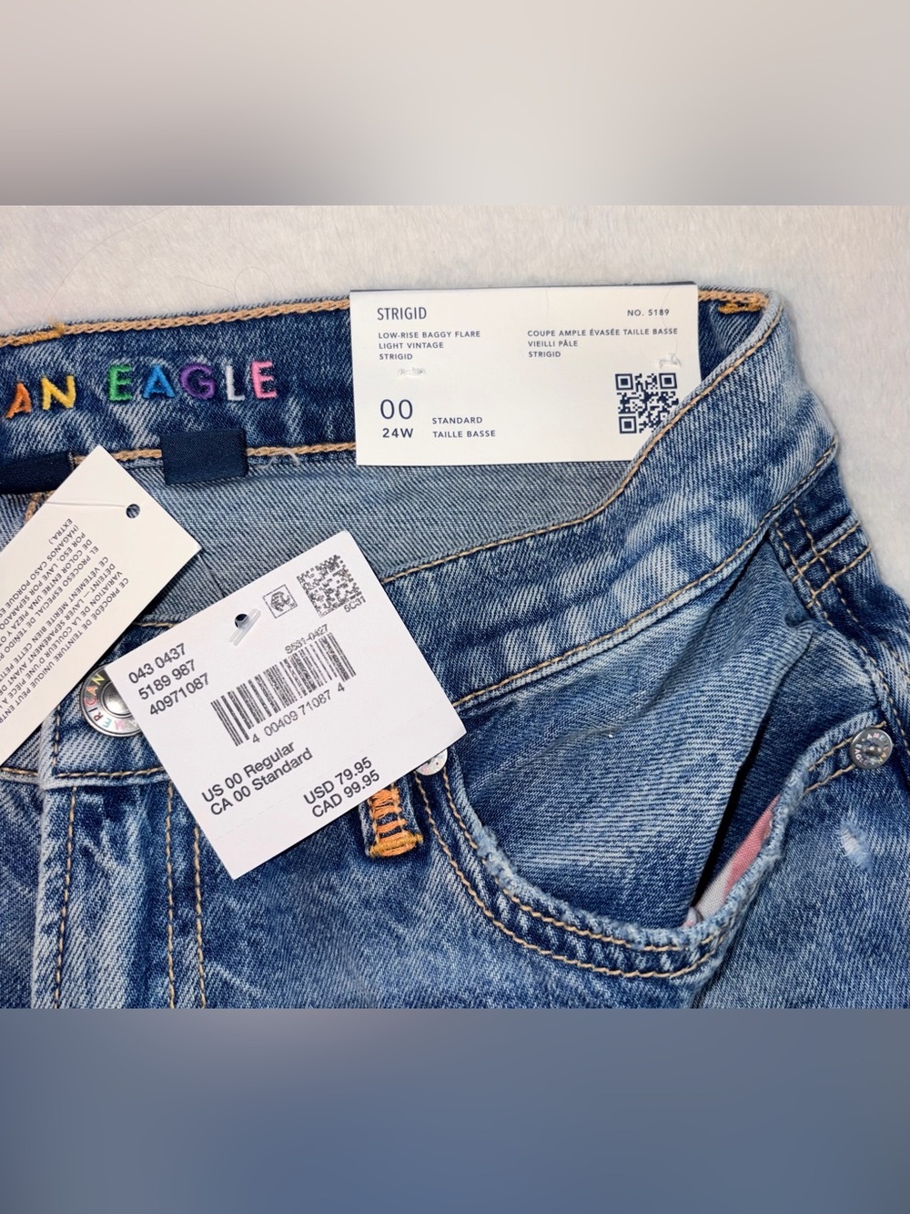 American Eagle PRIDE Low Rise Baggy Flare Jeans sz 00 NWT! ๐ - Picture 5 of 12
